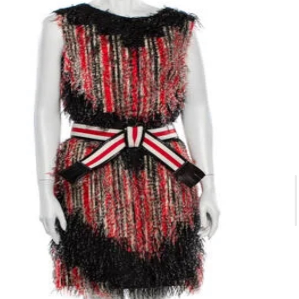 Red white and blue Fendi feather dress size 46